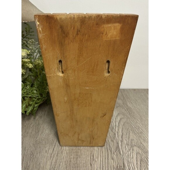 Vintage Knife Holder Wooden Farmhouse Cottage 5 Slot Hand Painted Fruit Design - Picture 2 of 9